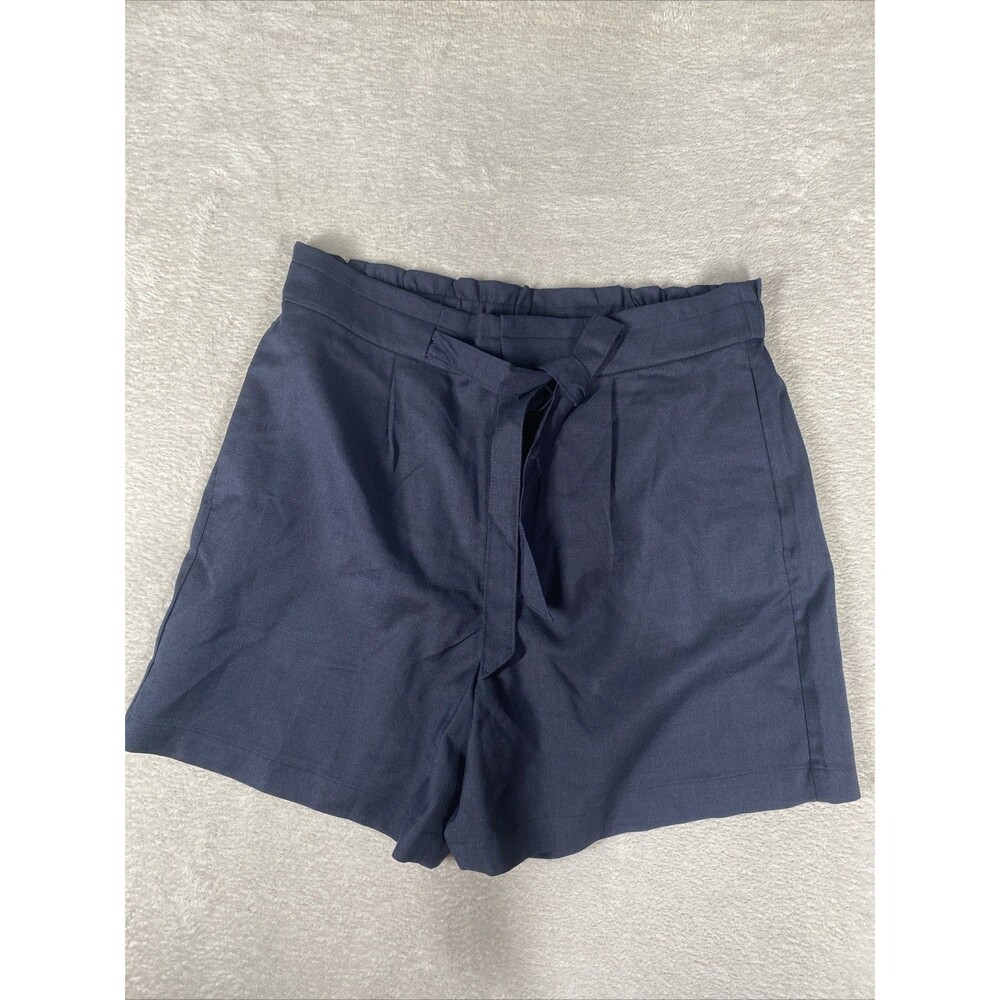 Banana Republic OLX 5 inch Tie Waist Shorts Women's 10 Navy Blue Prep Paperbag